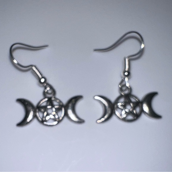 $3 TRIPLE MOON EARRINGS. NEW. STAINLESS STEEL. $3 IF BUNDLED - Picture 3 of 16